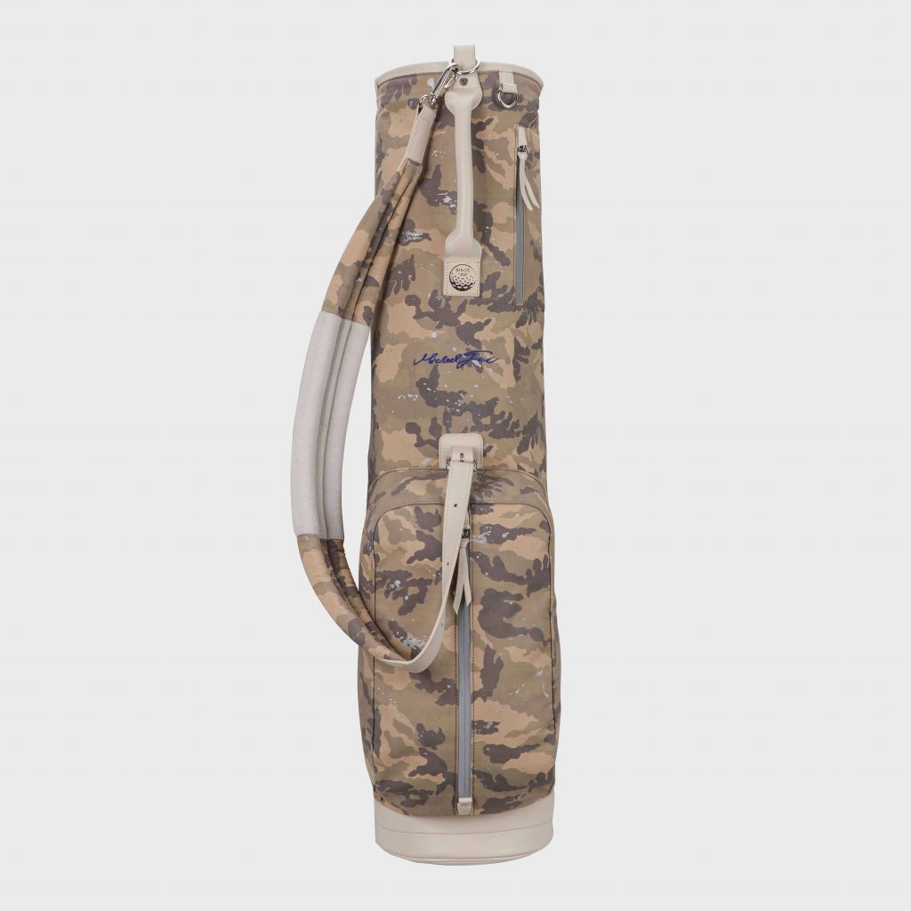 Camo Canvas Golf Carry Bag with White Leather Trims